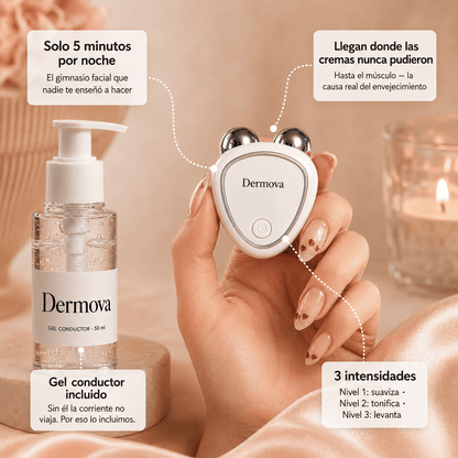 Dermova · Dispositivo de Lifting Facial Microcorriente + Gel Conductor 50ml