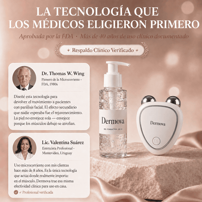 Dermova · Dispositivo de Lifting Facial Microcorriente + Gel Conductor 50ml