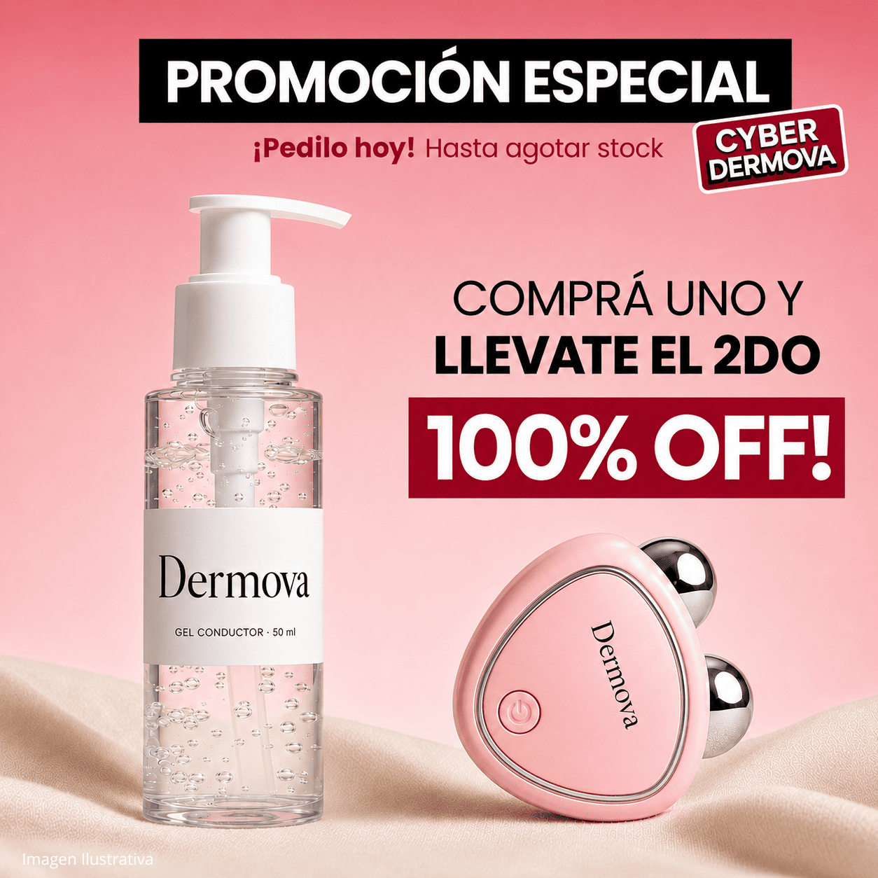 Dermova · Dispositivo de Lifting Facial Microcorriente + Gel Conductor 50ml